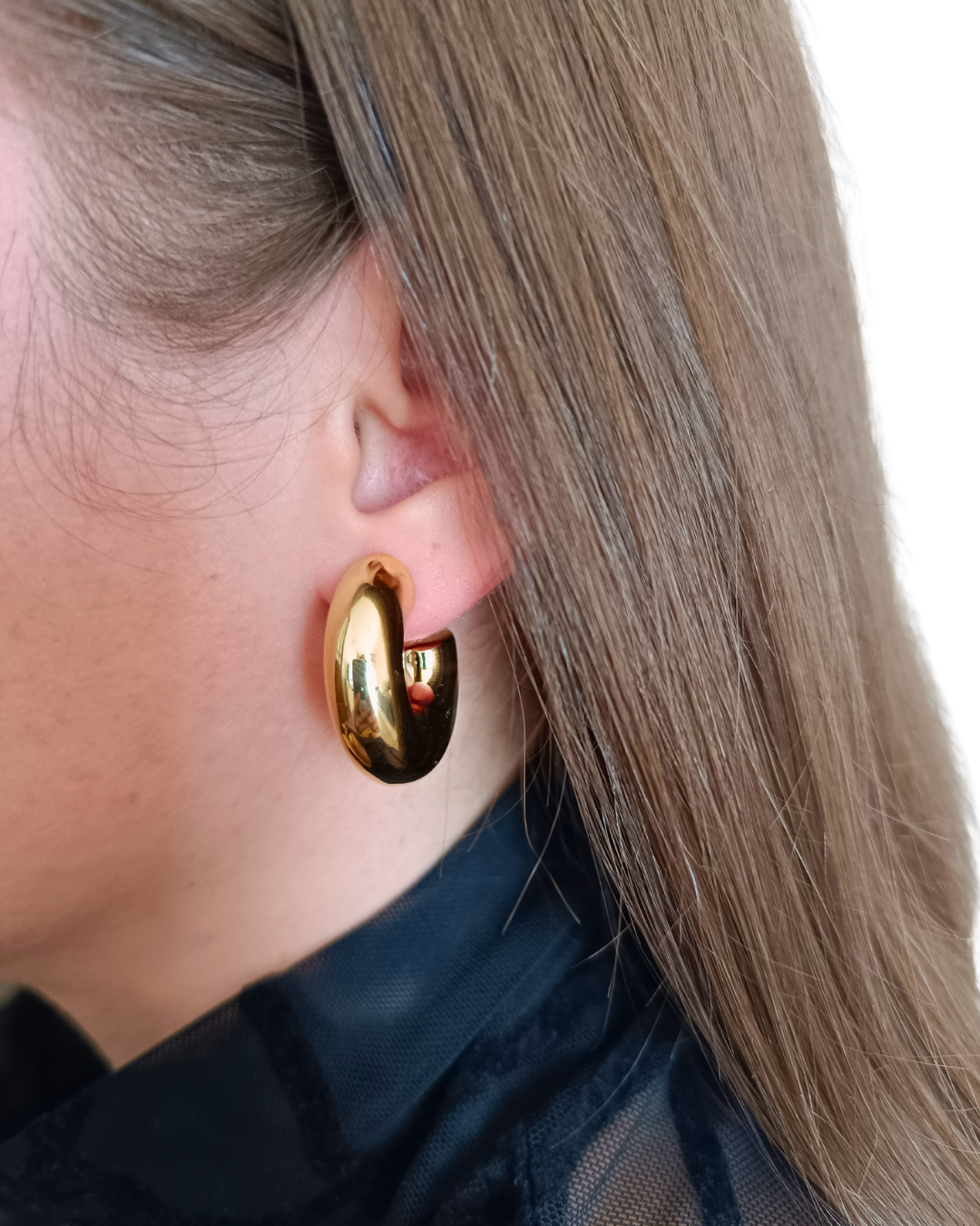 Nicole - cercei minimaliști verigă placați aur 18K
