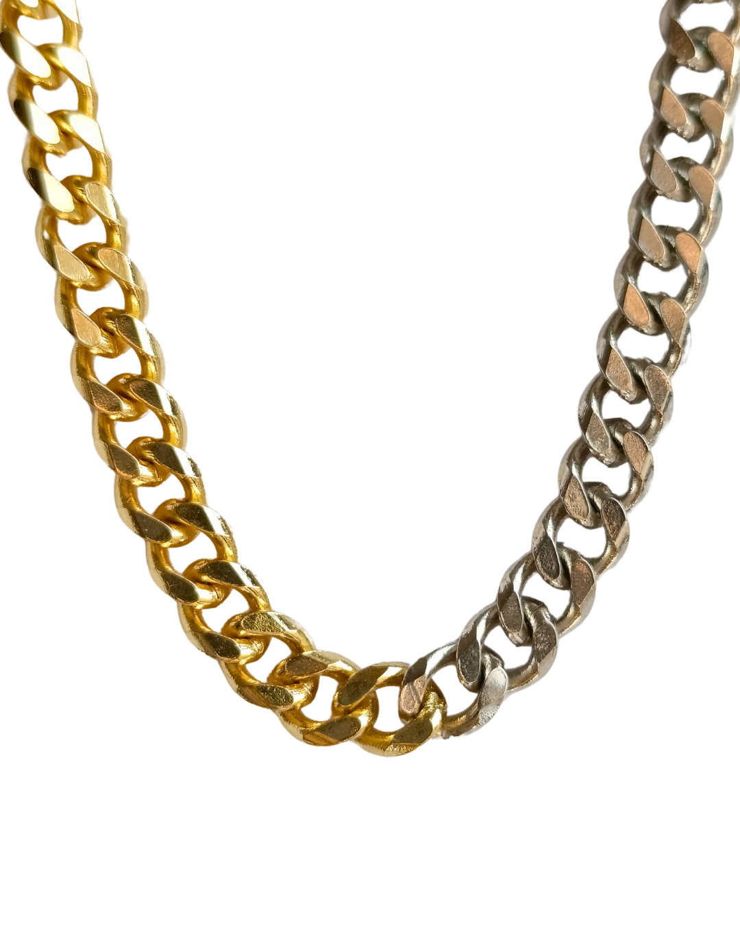 colier HALF ME HALF YOU placat cu aur 18K - colier cuban din două culori