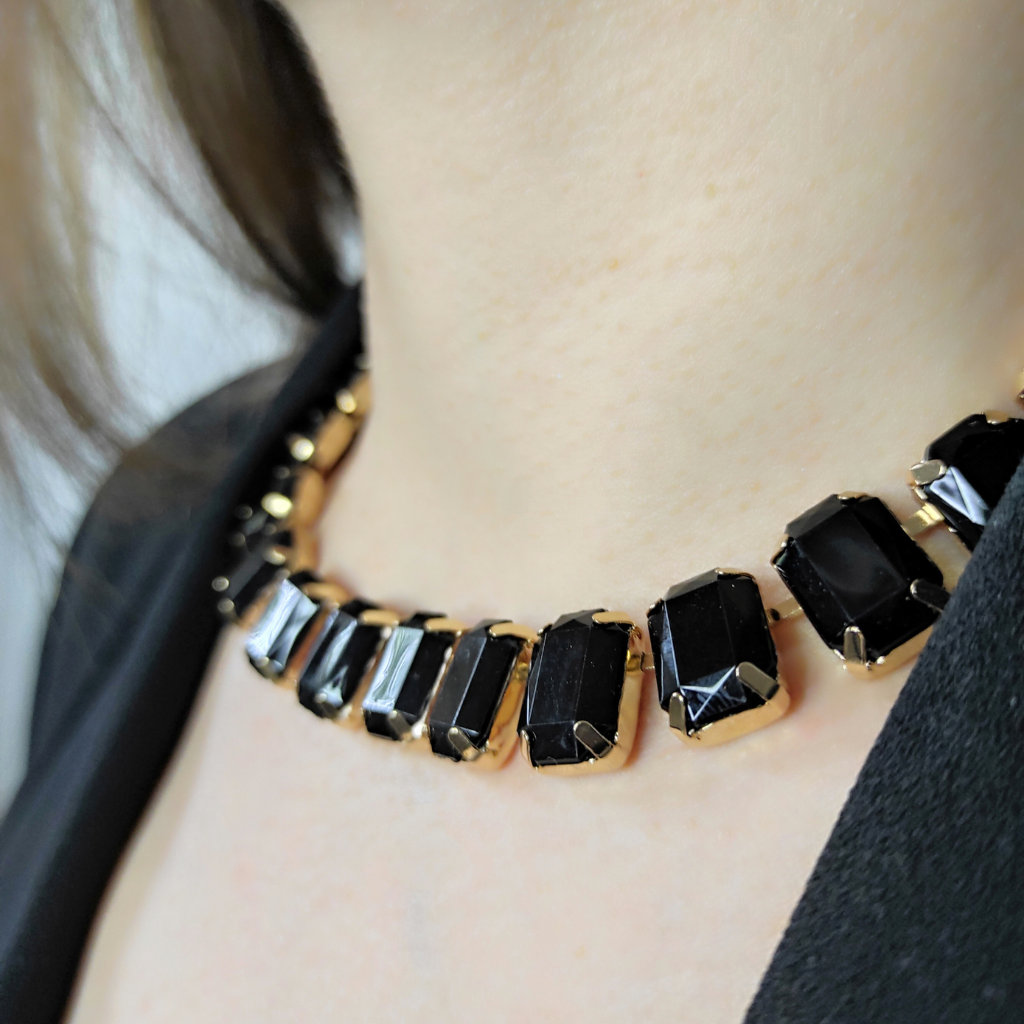colier cu strasuri BLACK LOVER