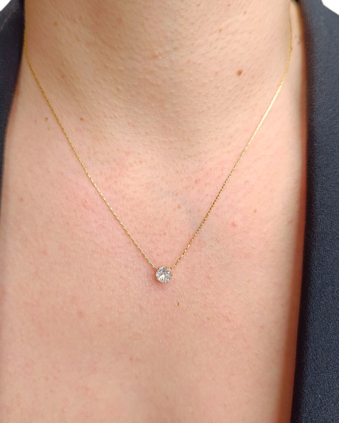 Edira - colier placat cu aur 18K cu pandativ stras zirconia