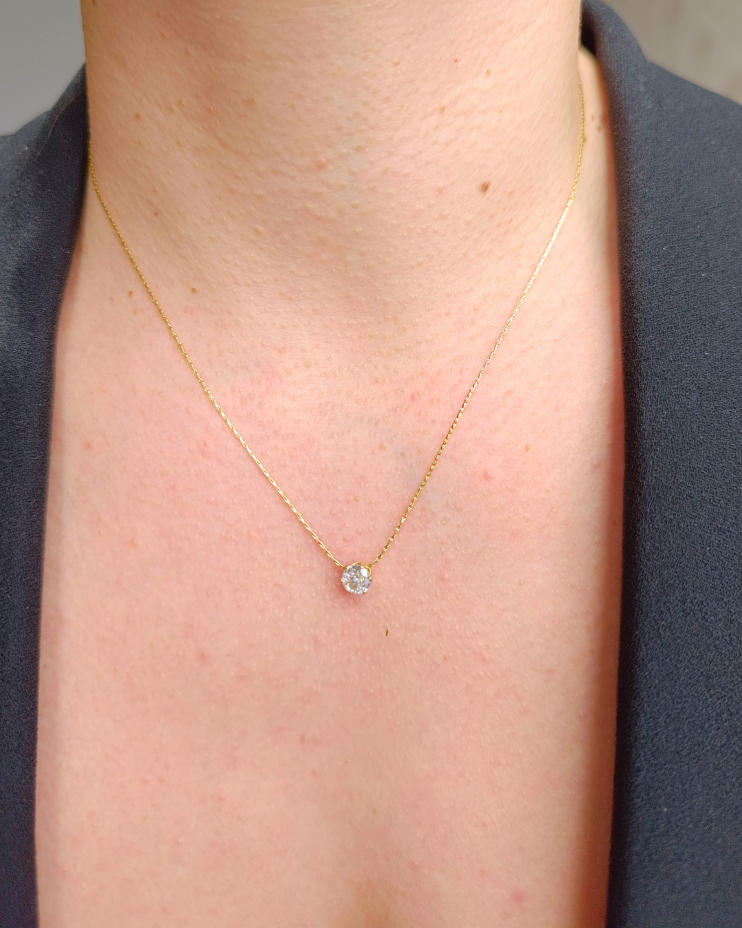 Edira - colier placat cu aur 18K cu pandativ stras zirconia