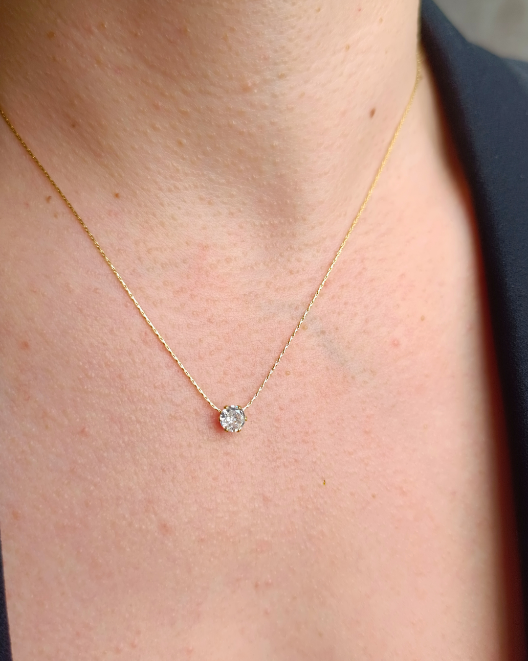 Edira - colier placat cu aur 18K cu pandativ stras zirconia