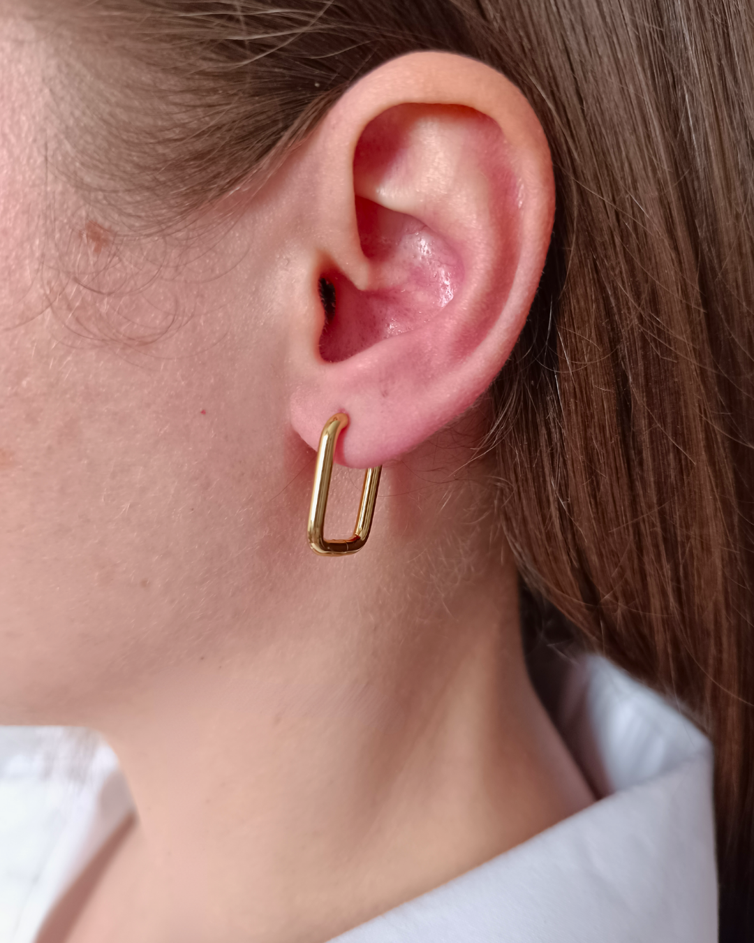 Valentina - cercei minimaliști dreptunghiulari placați aur 18K