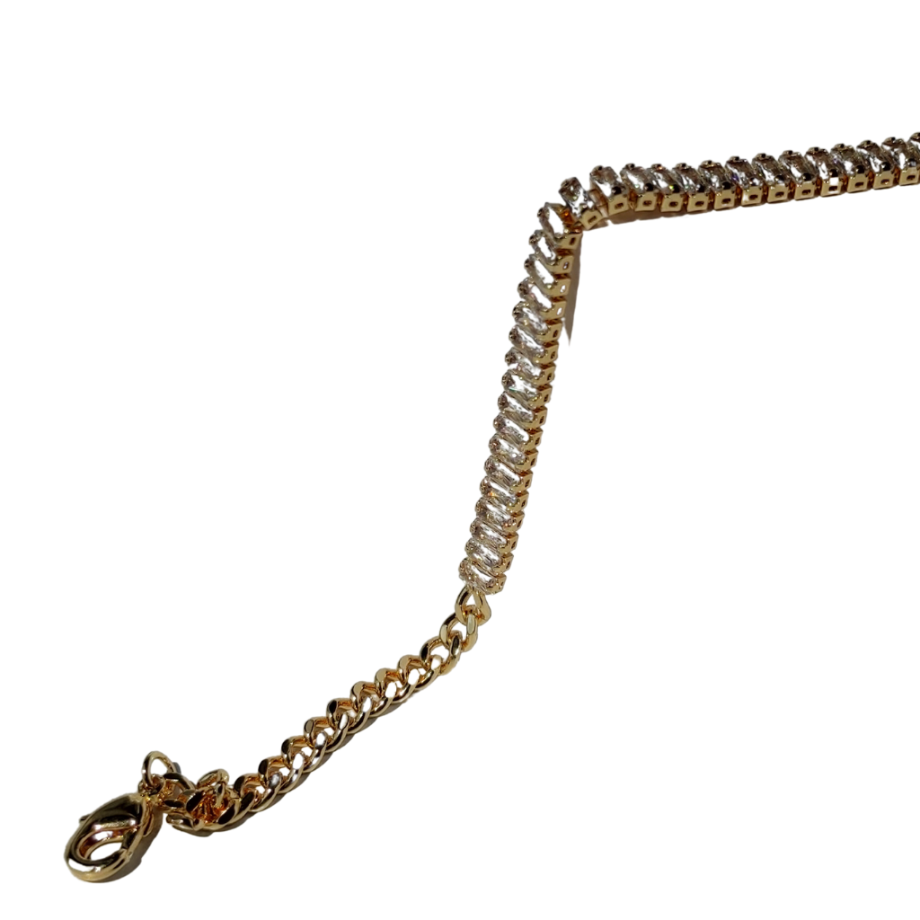 brățară de picior PEERLESS placată cu aur 18k și strasuri zirconia