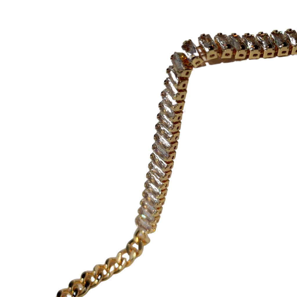 brățară de picior PEERLESS placată cu aur 18k și strasuri zirconia