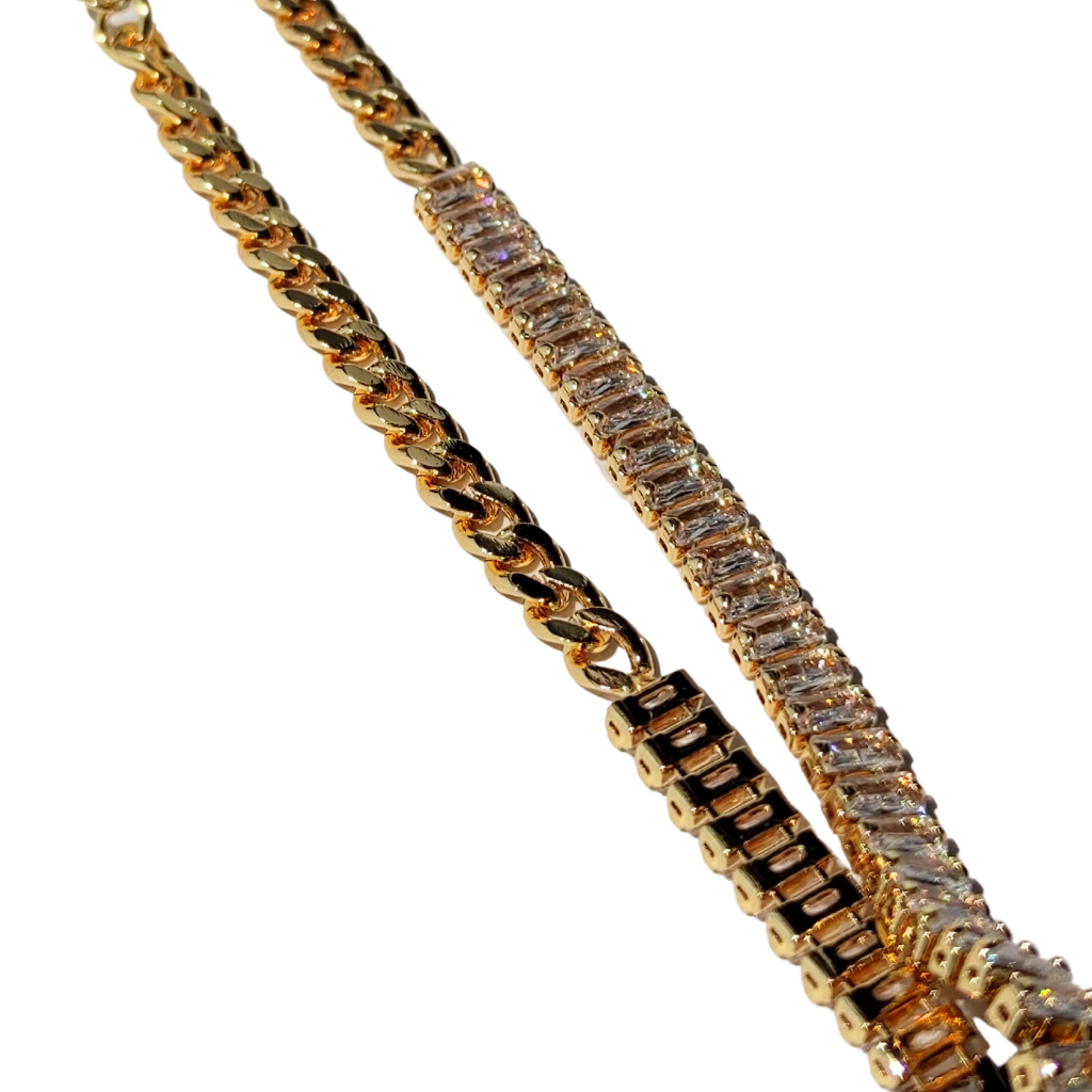 brățară de picior PEERLESS placată cu aur 18k și strasuri zirconia