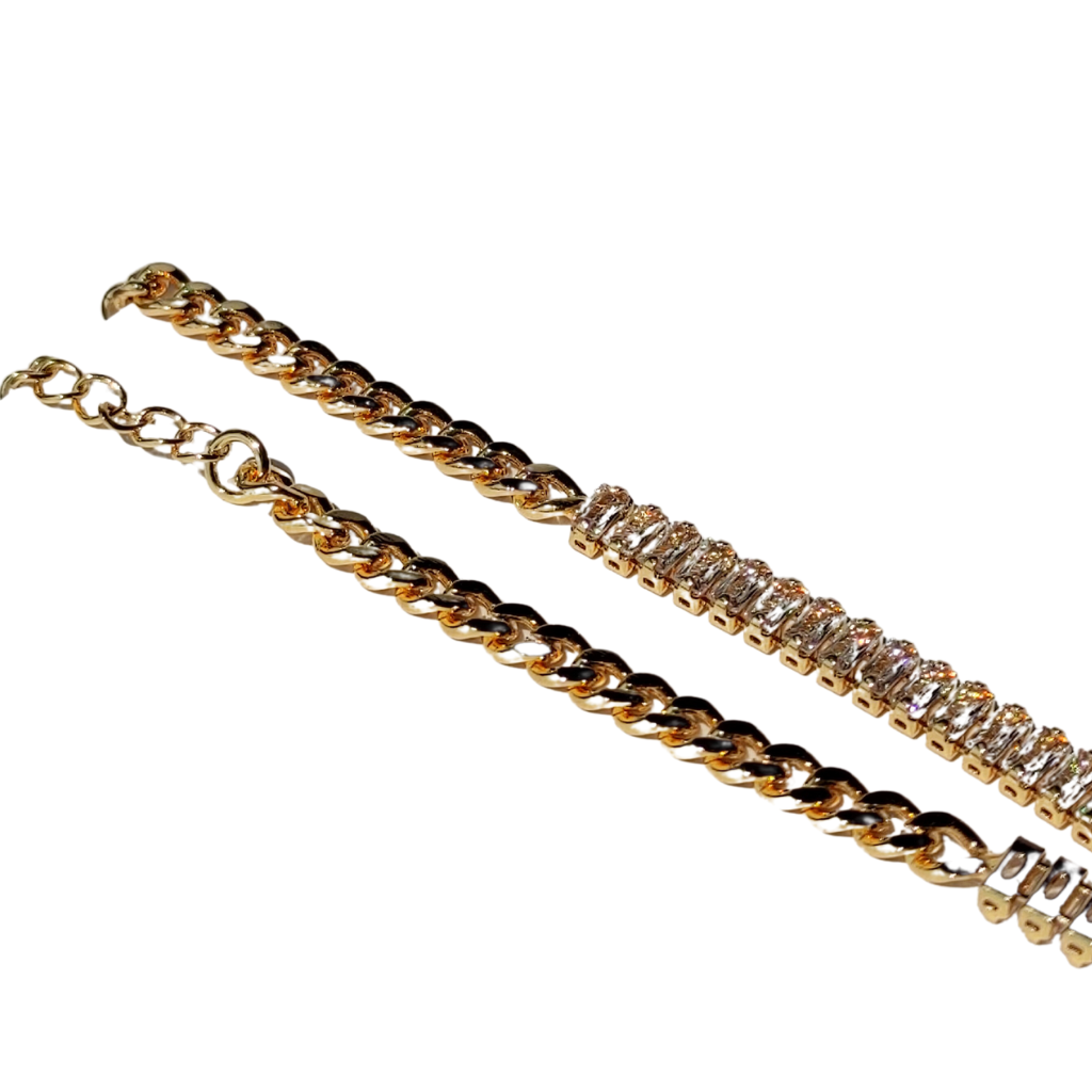 brățară de picior PEERLESS placată cu aur 18k și strasuri zirconia