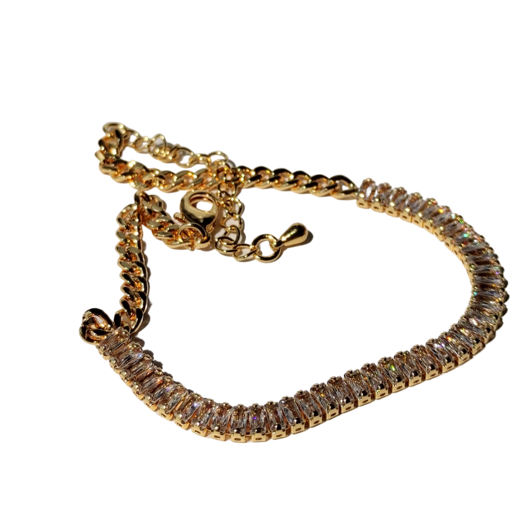 brățară de picior PEERLESS placată cu aur 18k și strasuri zirconia
