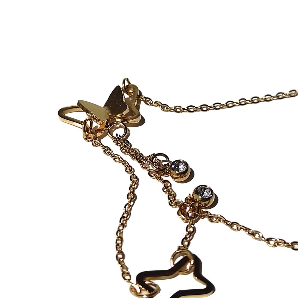 brățară de picior BUTTERFLY placată aur 18K