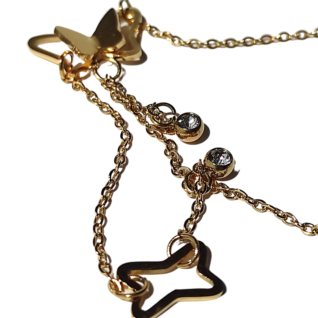 brățară de picior BUTTERFLY placată aur 18K