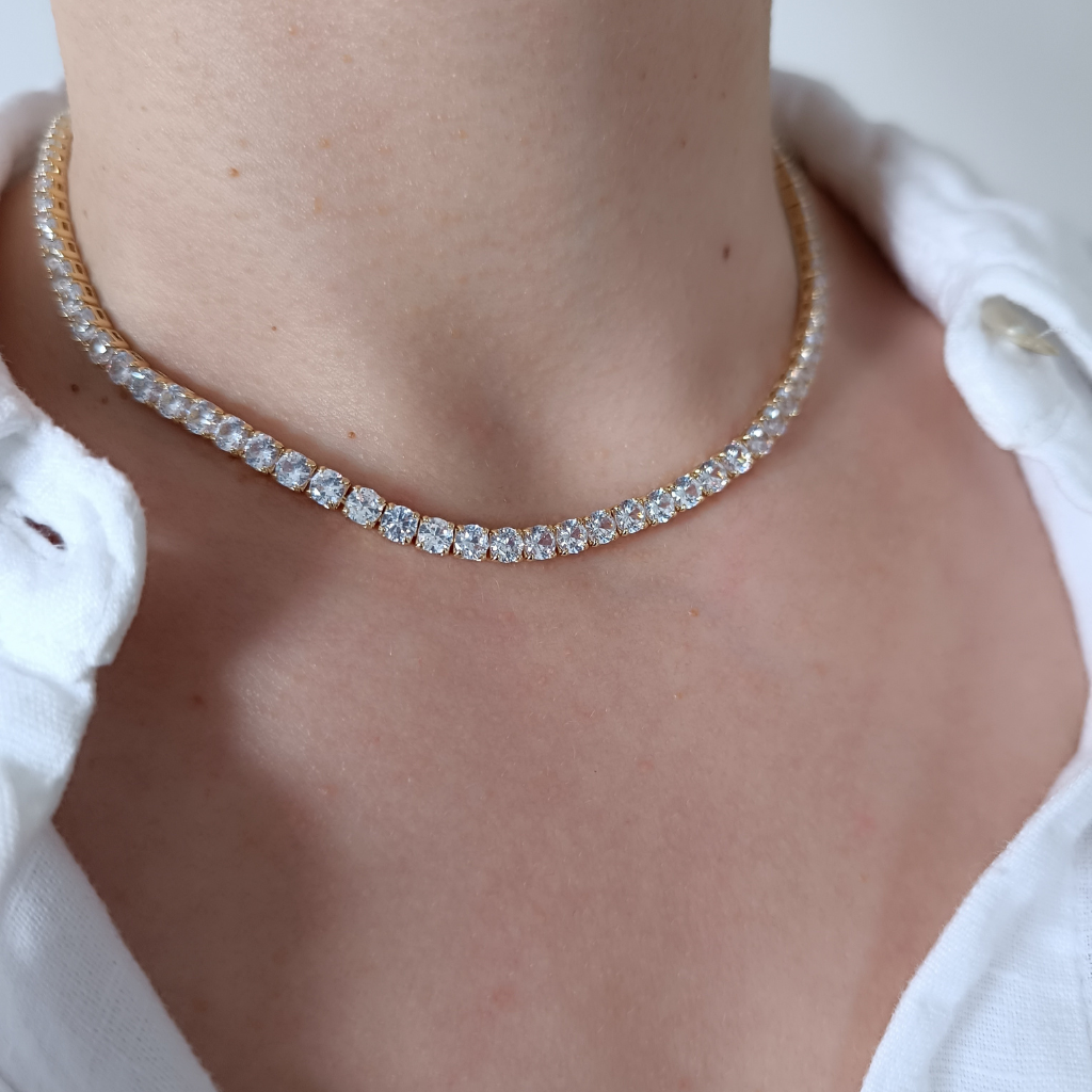 colier tennis KIRRA placat aur 18K și strasuri zirconia