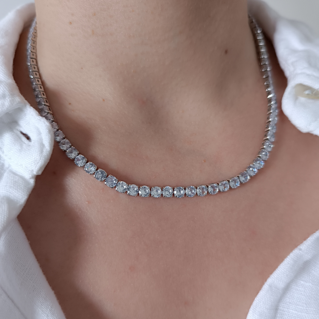 colier tennis KIRRA placat aur 18K și strasuri zirconia