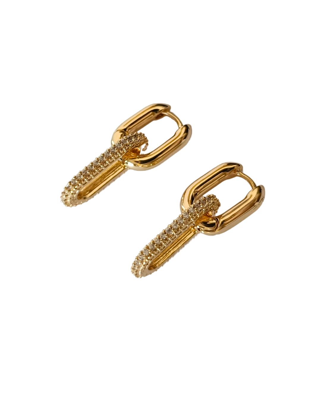 cercei MARVELLOUS link, detașabili, cu strasuri zirconia cubice, placați aur 18K