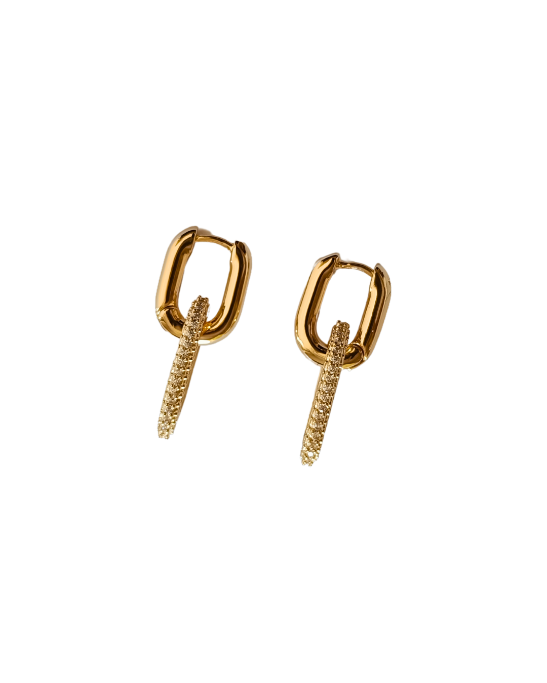 cercei MARVELLOUS link, detașabili, cu strasuri zirconia cubice, placați aur 18K