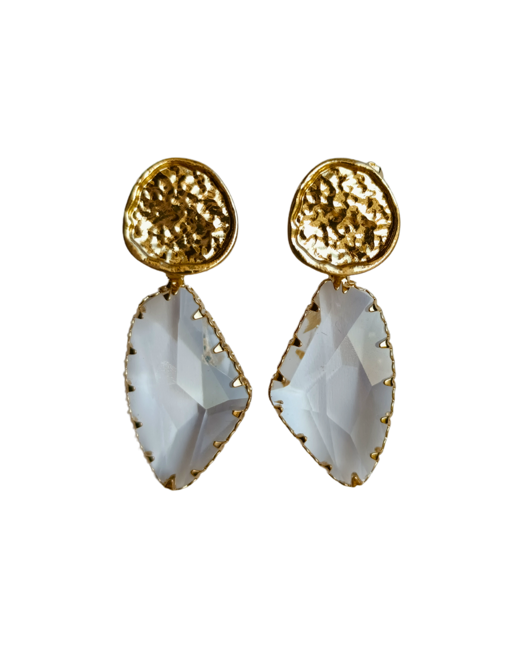 cercei CRYSTAL QUEEN placați cu aur 18K, cu piatră cristal