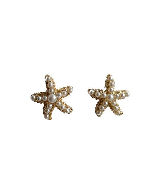 cercei LITTLE STARS placați cu aur 18K și perle