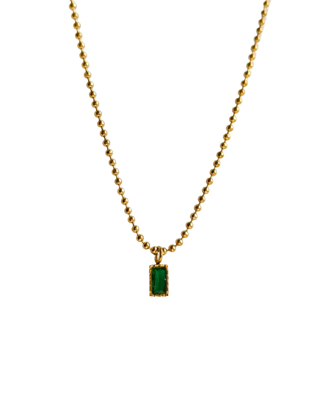 colier Anastasia placat cu aur 18K cu pandantiv din zirconiu verde