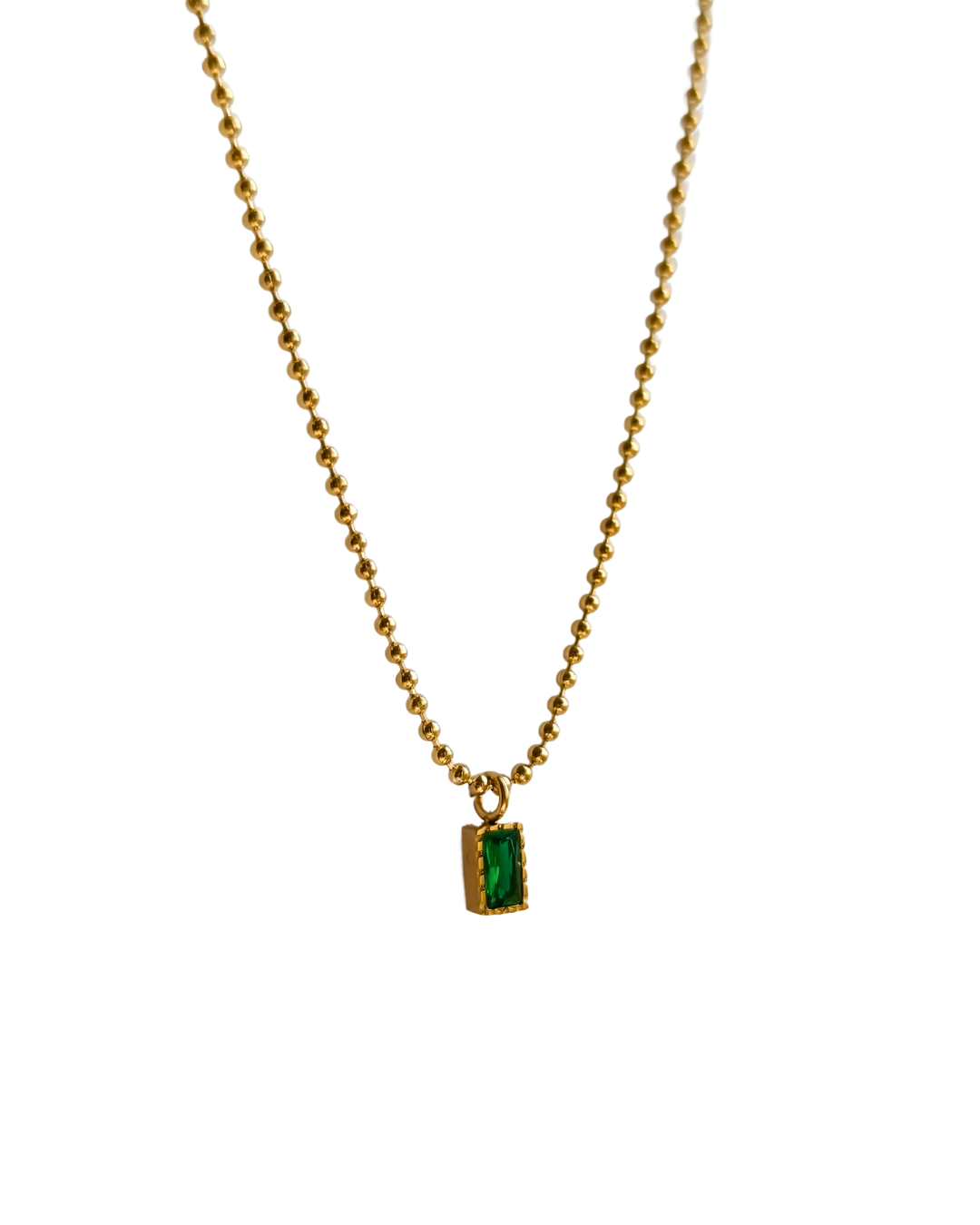 colier Anastasia placat cu aur 18K cu pandantiv din zirconiu verde