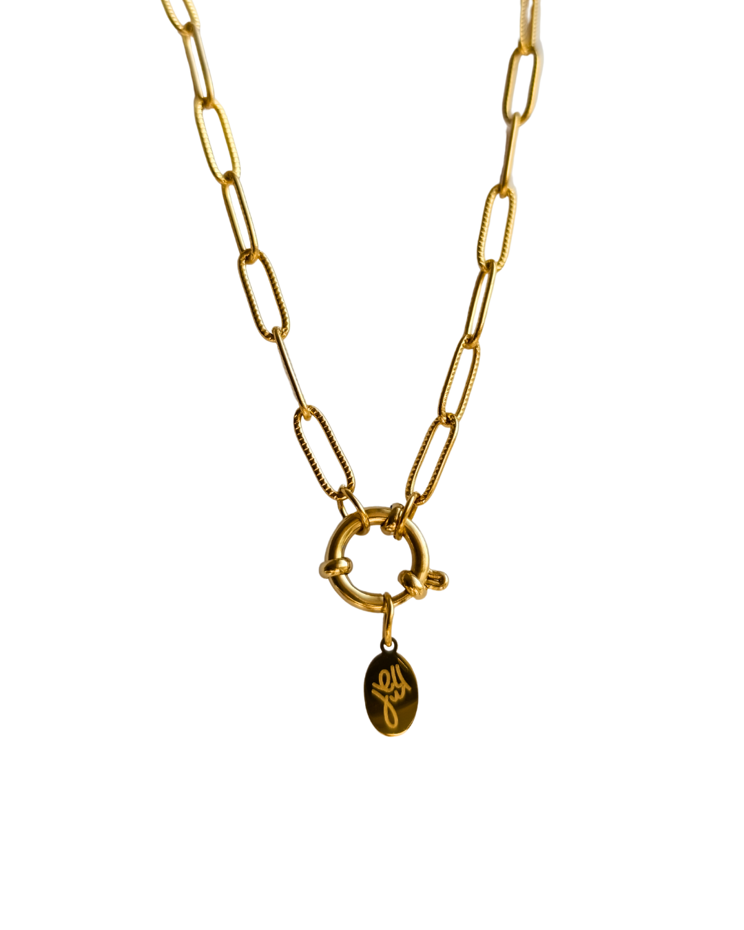 colier Cleo minimalist placat cu aur 18K, cu charm oval