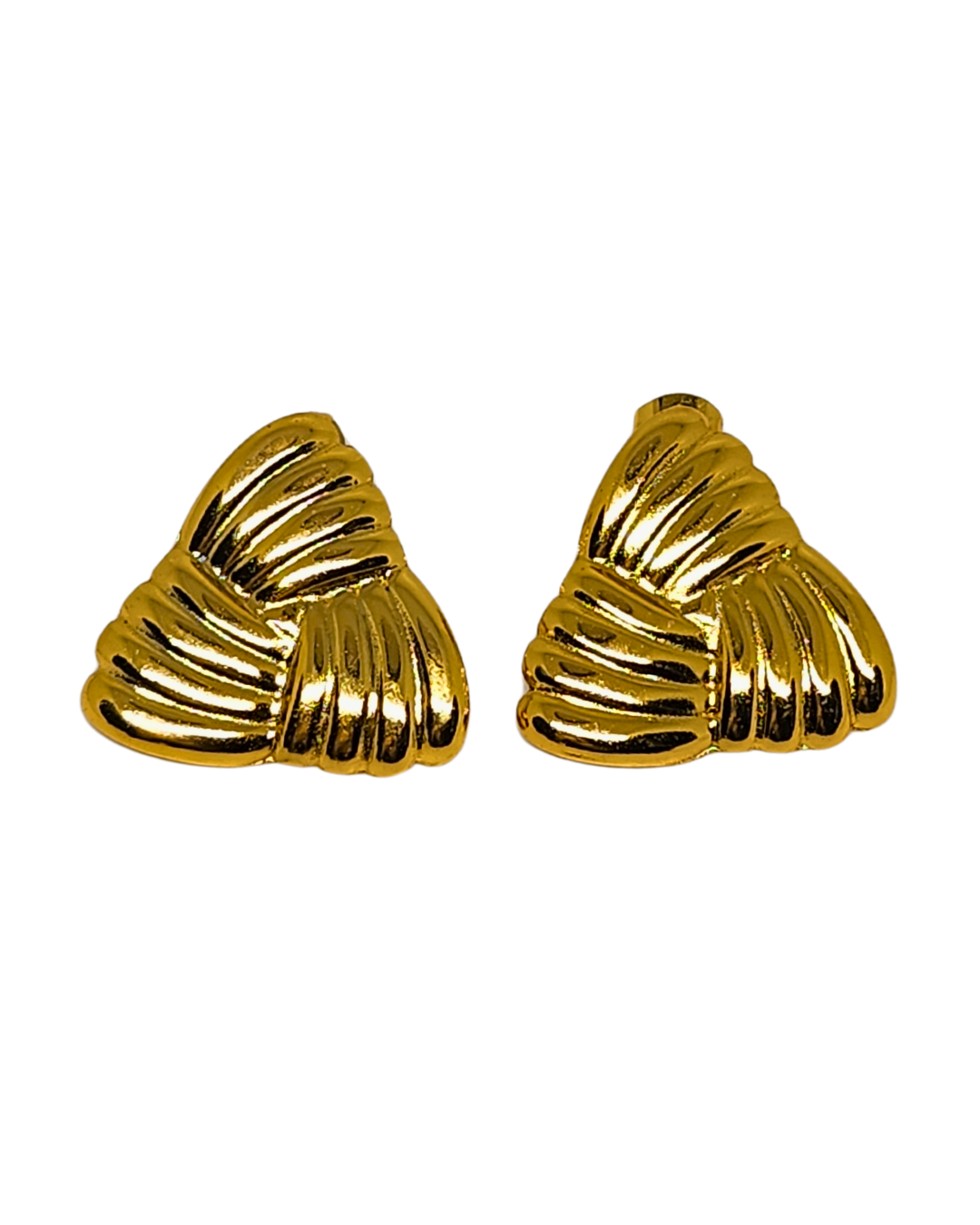 cercei Bold placați aur 18K, statement, formă triunghi