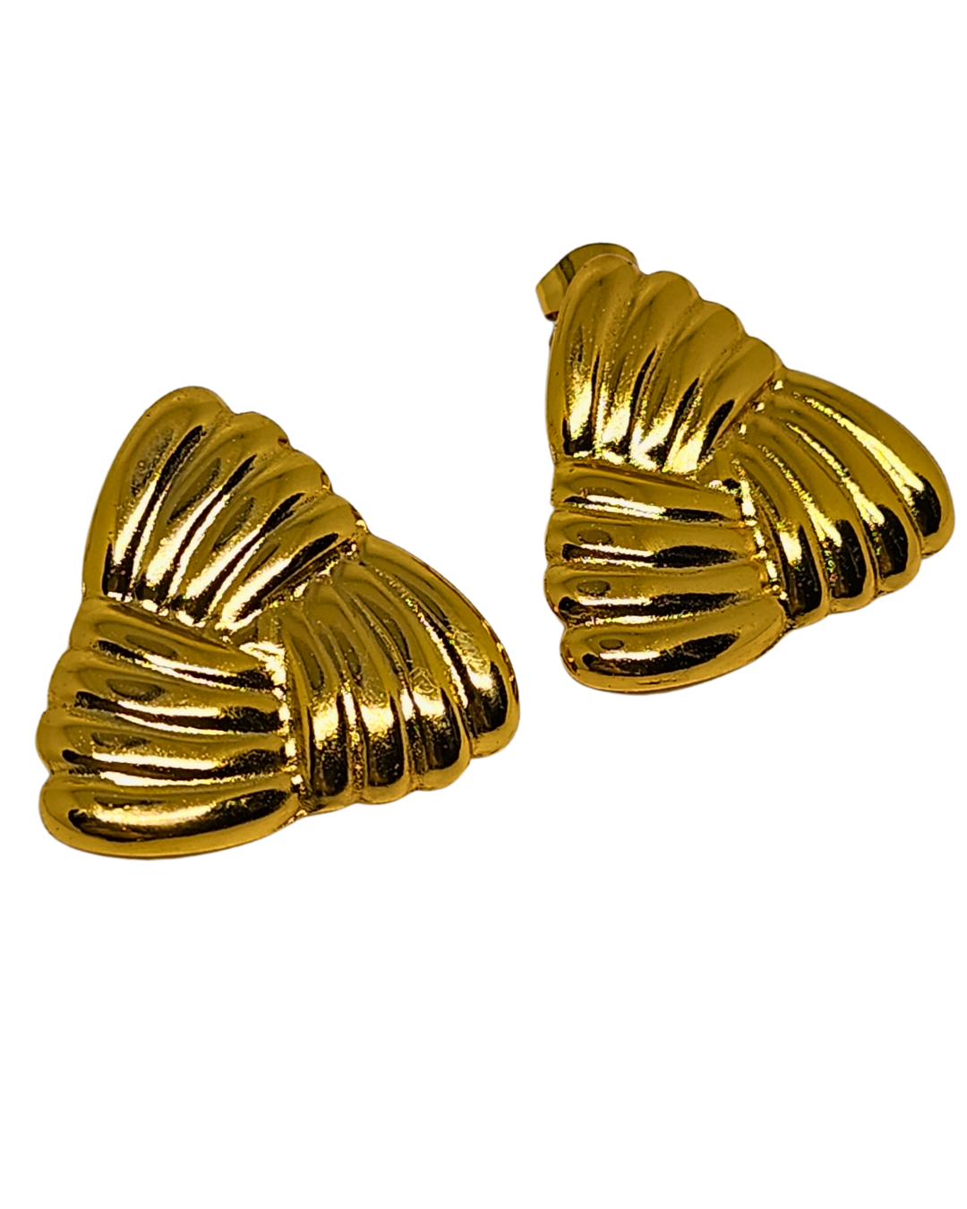 cercei Bold placați aur 18K, statement, formă triunghi