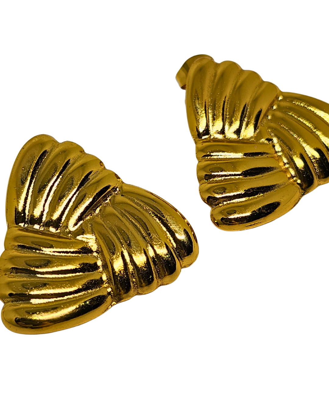 cercei Bold placați aur 18K, statement, formă triunghi