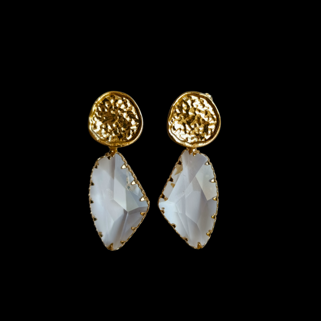 cercei CRYSTAL QUEEN placați cu aur 18K, cu piatră cristal