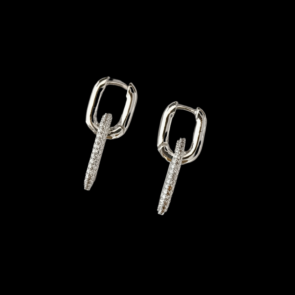 cercei MARVELLOUS link, detașabili, cu strasuri zirconia cubice, placați aur 18K