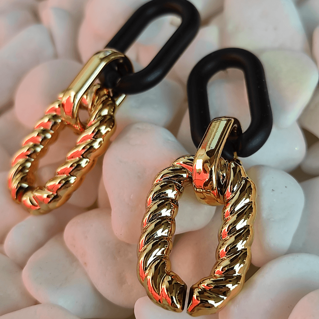 cercei WONDERFUL - cercei în două culori, cu aspect împletit - Earrings