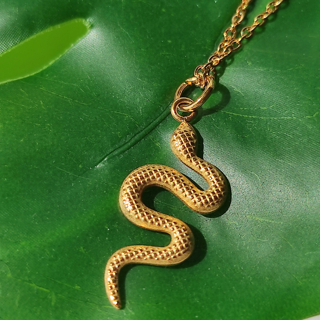 colier SNAKE placat cu aur 18K - colier subțire cu pandantiv șarpe