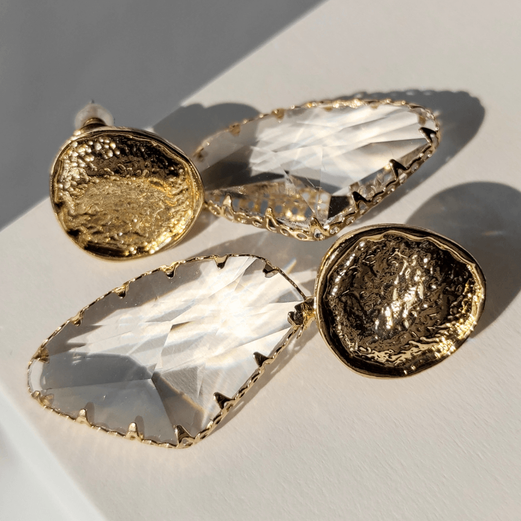 cercei CRYSTAL QUEEN placați cu aur 16K, cu piatră cristal - Earrings