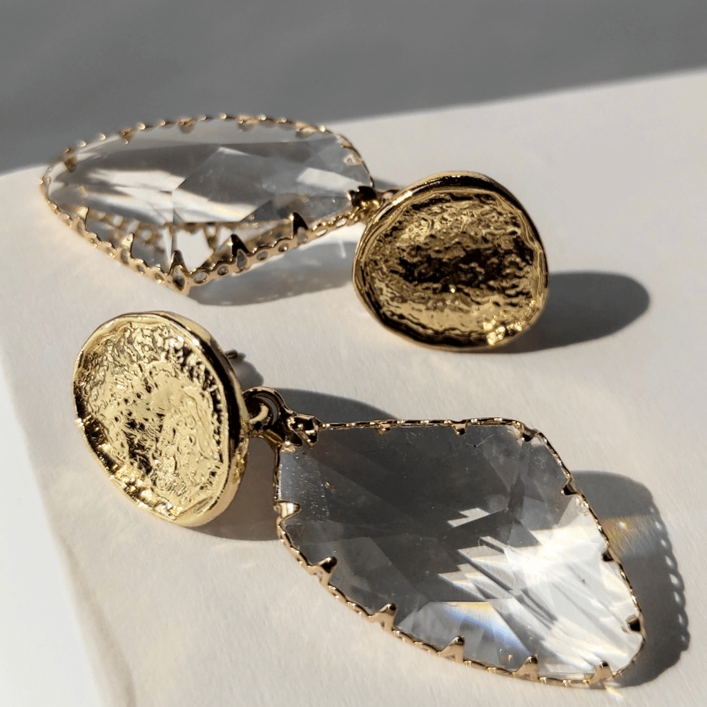 cercei CRYSTAL QUEEN placați cu aur 16K, cu piatră cristal - Earrings