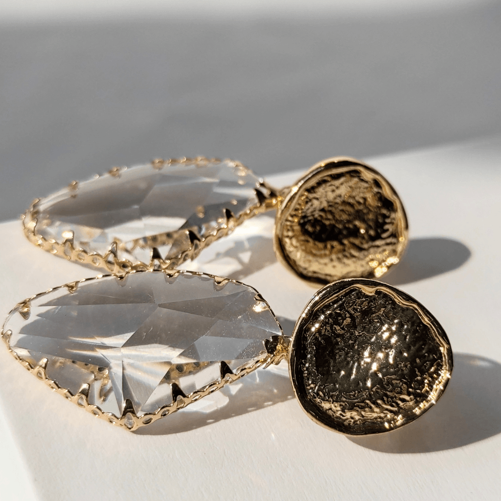 cercei CRYSTAL QUEEN placați cu aur 16K, cu piatră cristal - Earrings