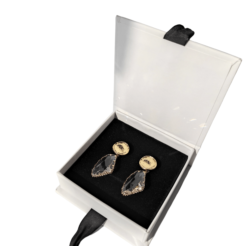 cercei CRYSTAL QUEEN placați cu aur 16K, cu piatră cristal - Earrings