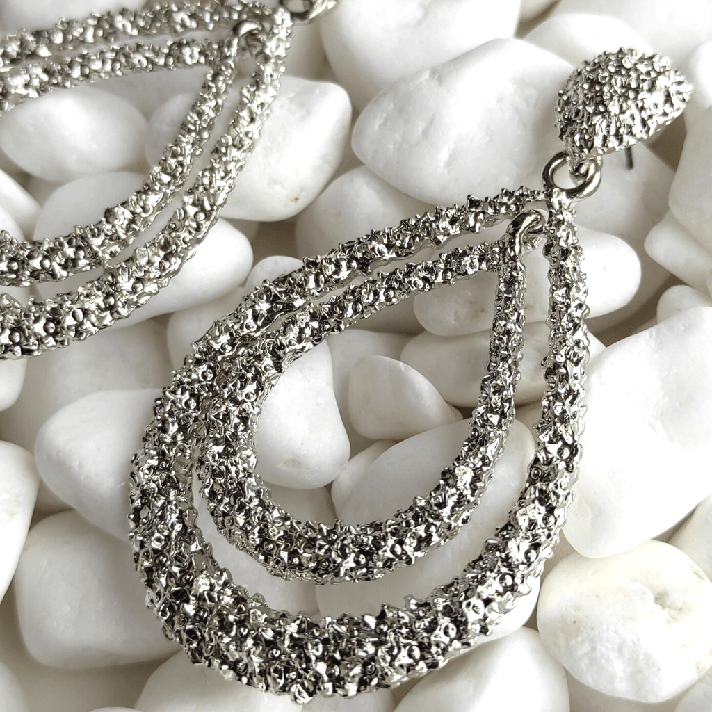 cercei LA REINA lungi, texturați, formă lacrimă - Earrings