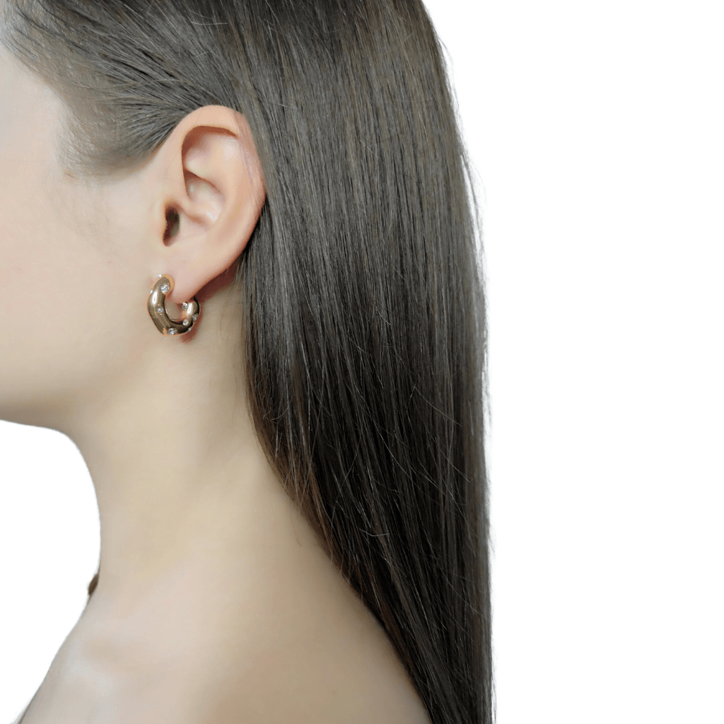 cercei PETITE - cercei mici, rotunzi cu strasuri zirconia, cercei PETITE - cercei mici, rotunzi cu strasuri zirconia, cercei cu strasuri zirconia mari, cercei verigă neregulată, cercei ltm, bijuterii ltm, ltmshop