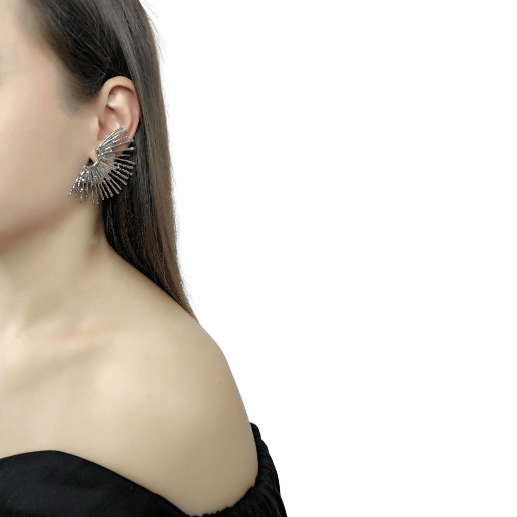 cercei WINGS - cercei argintii, cu aspect de aripi - Earrings