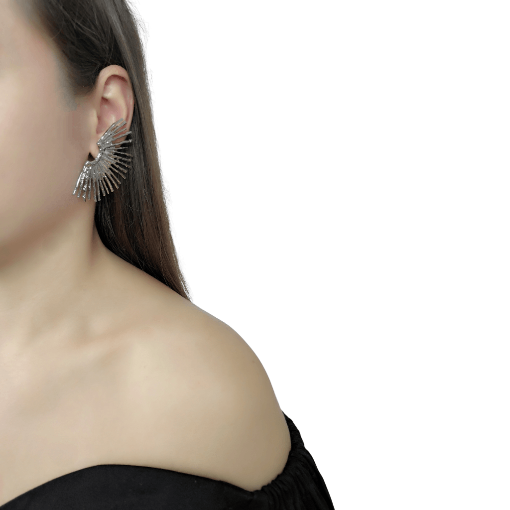 cercei WINGS - cercei argintii, cu aspect de aripi - Earrings