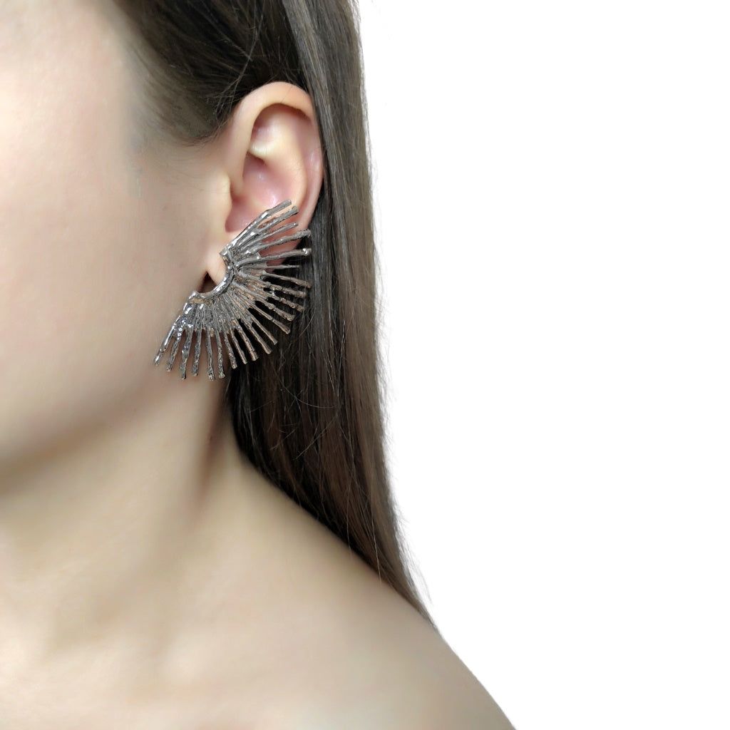 cercei WINGS - cercei argintii, cu aspect de aripi - Earrings