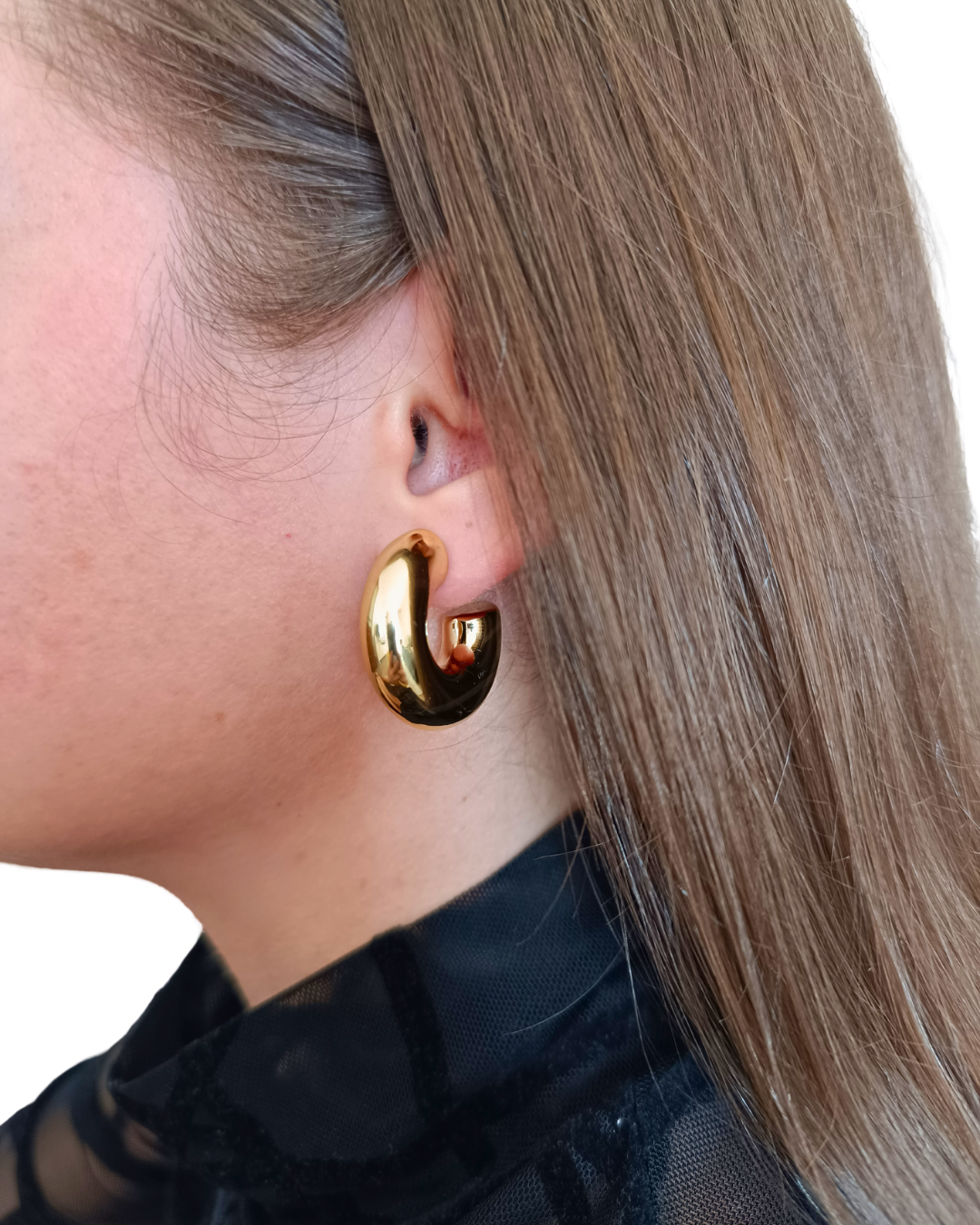 Nicole - cercei minimaliști verigă placați aur 18K