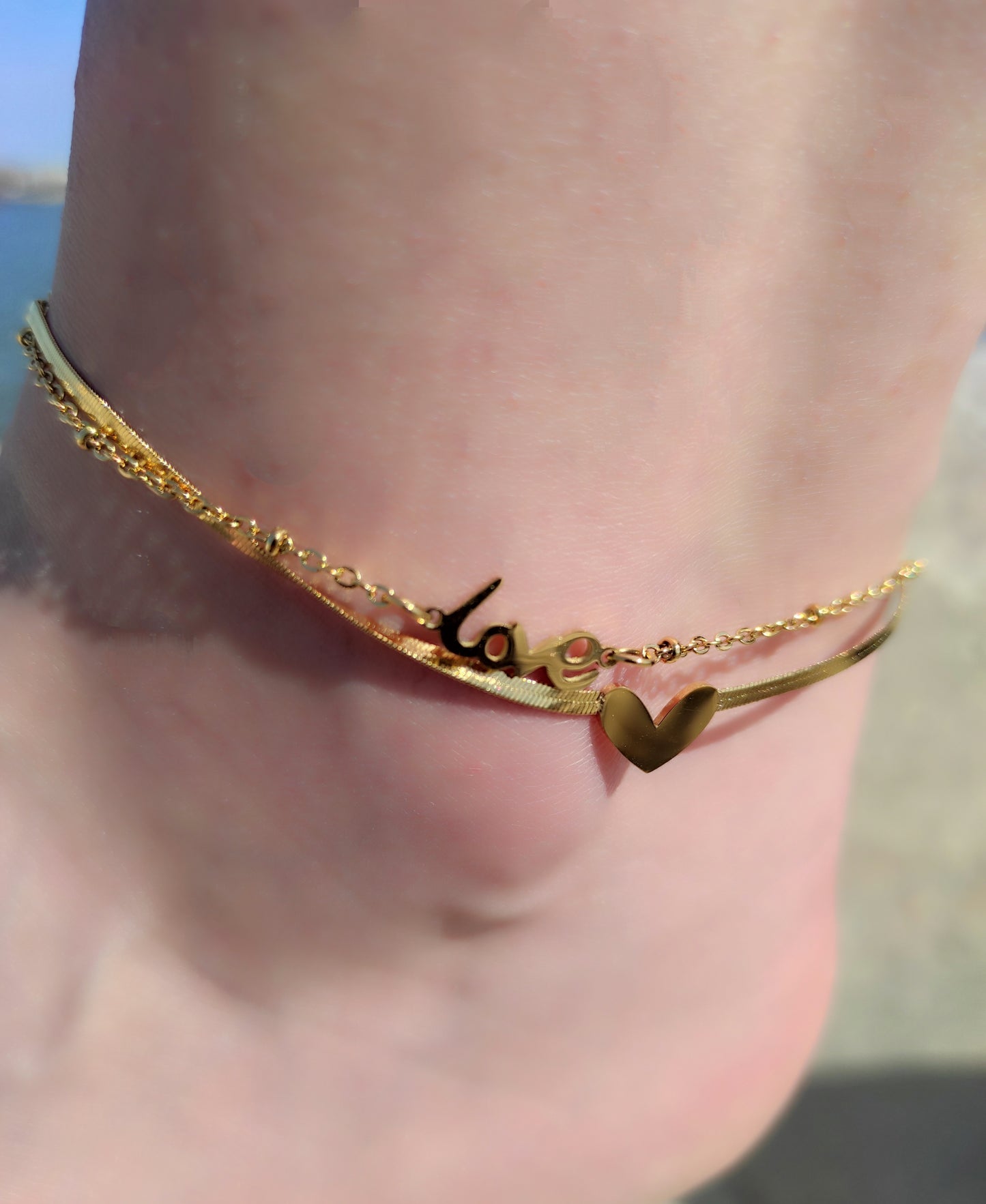 brățară de picior LOVE placată aur 18K