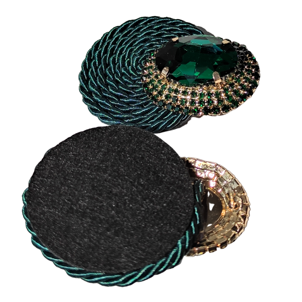 cercei handmade ECLAT cu strasuri verde regal