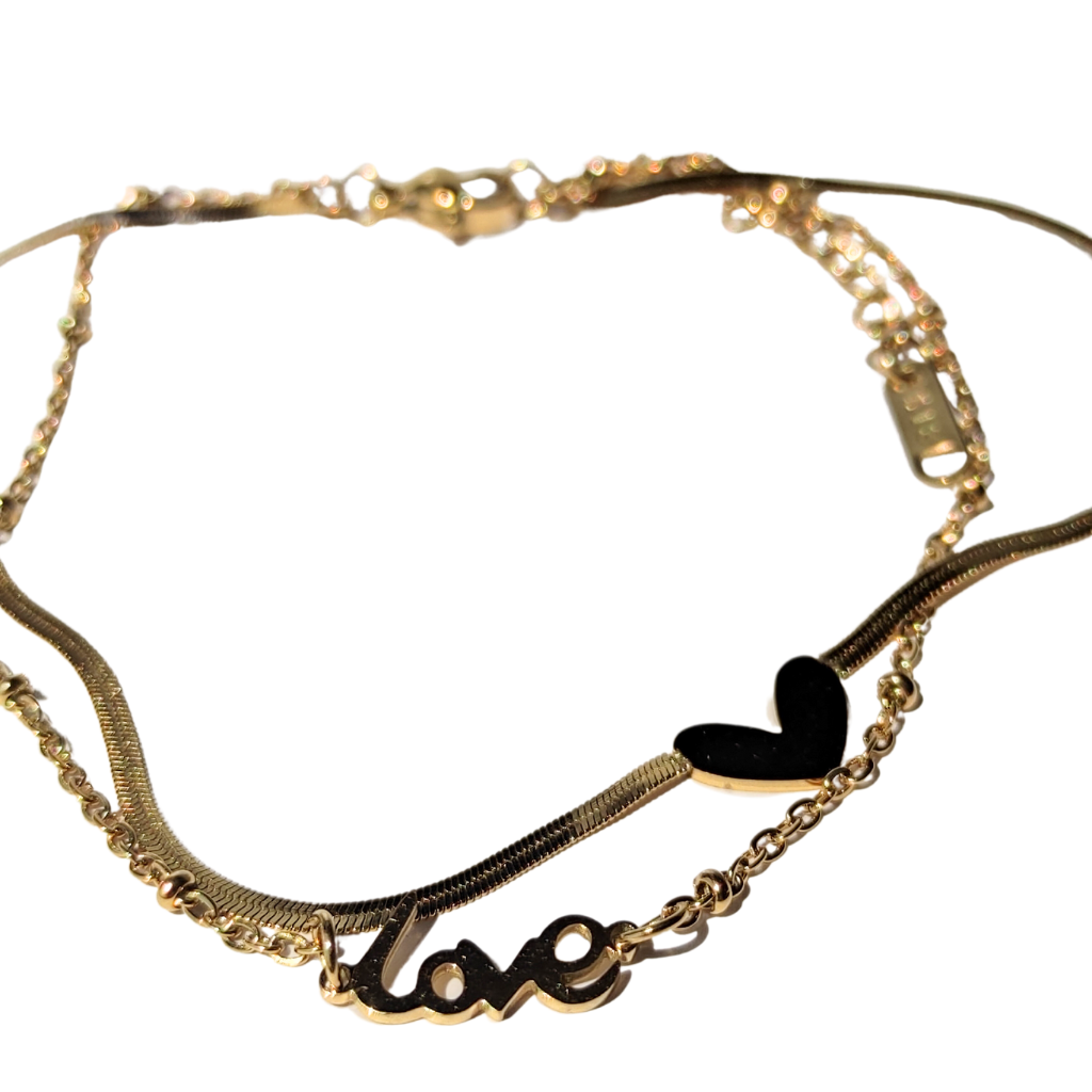 brățară de picior LOVE placată aur 18K