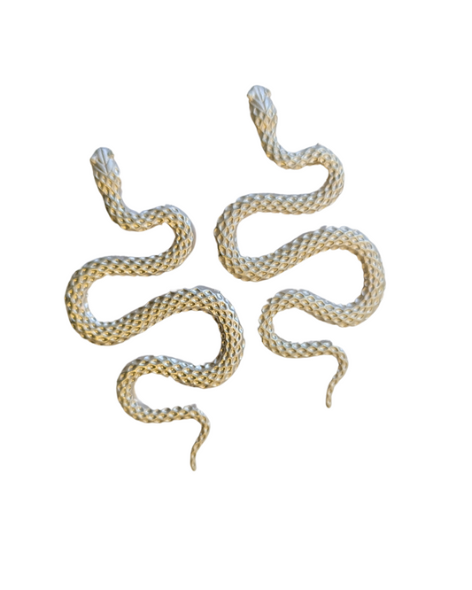 cercei SNAKES - cercei șarpe, argintii, texturați