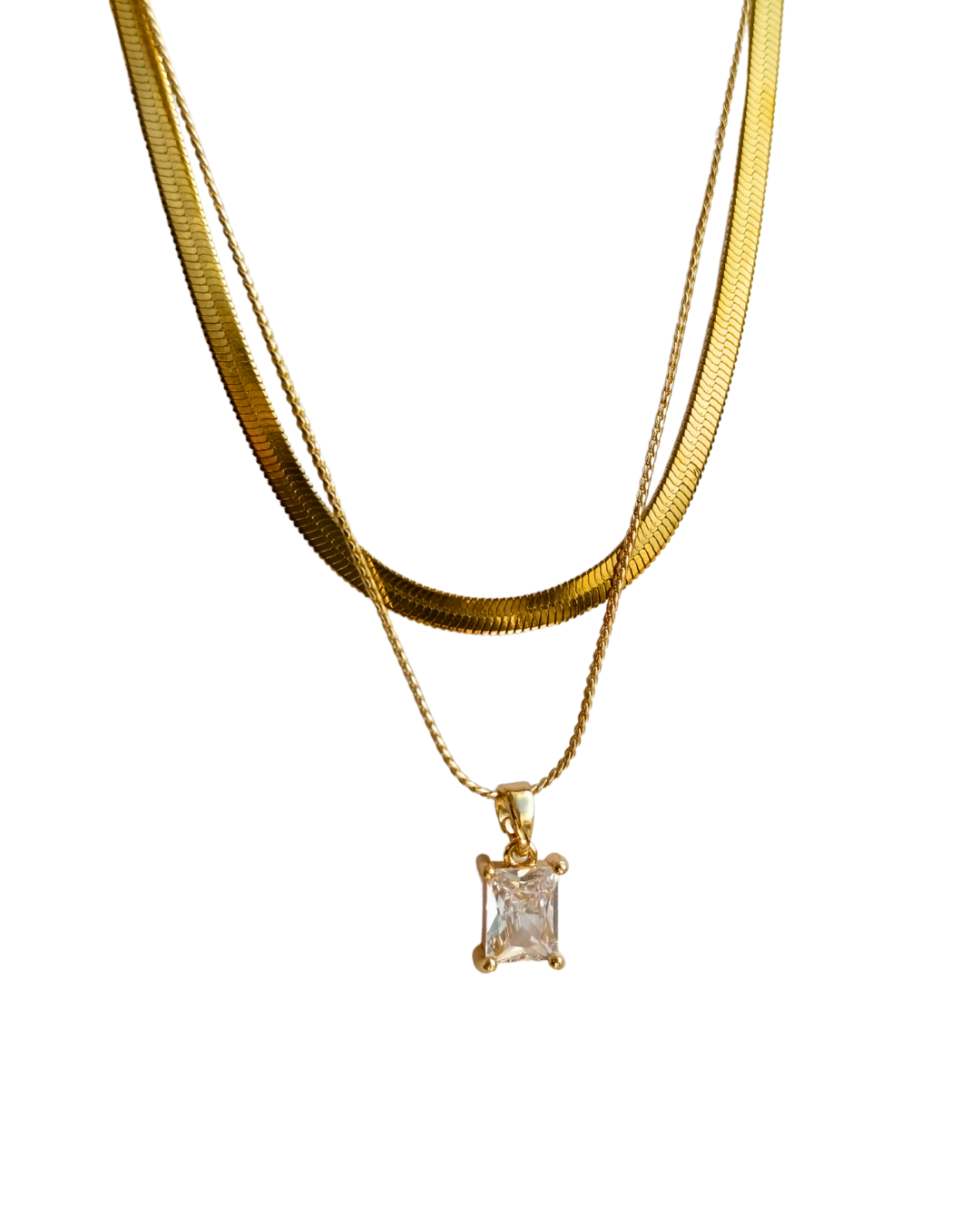 set coliere Lora placat cu aur 18K, pandantiv zirconiu