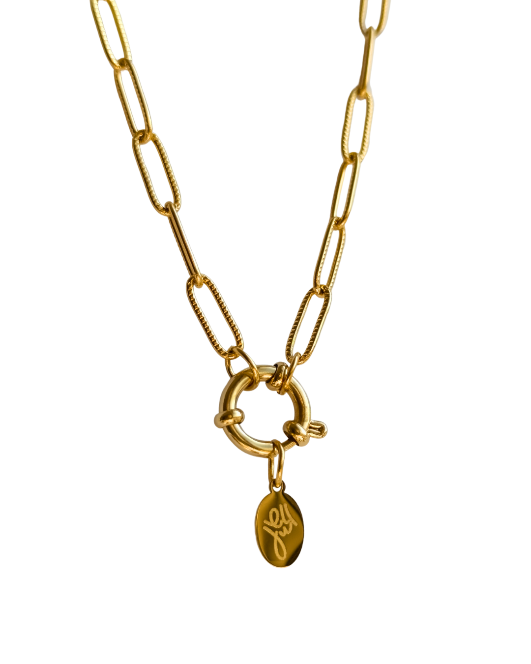 colier Cleo minimalist placat cu aur 18K, cu charm oval