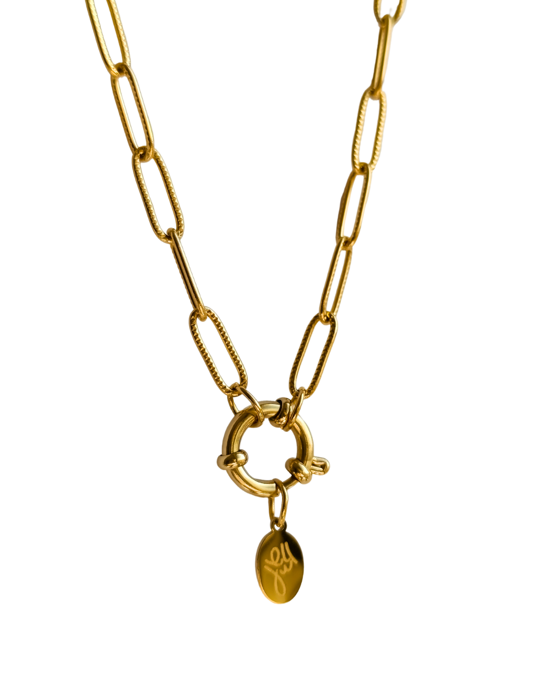 colier Cleo minimalist placat cu aur 18K, cu charm oval