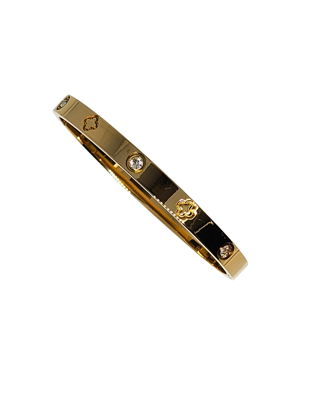 brățara BLINK placată cu aur 18K, cu strasuri și simbol trifoi