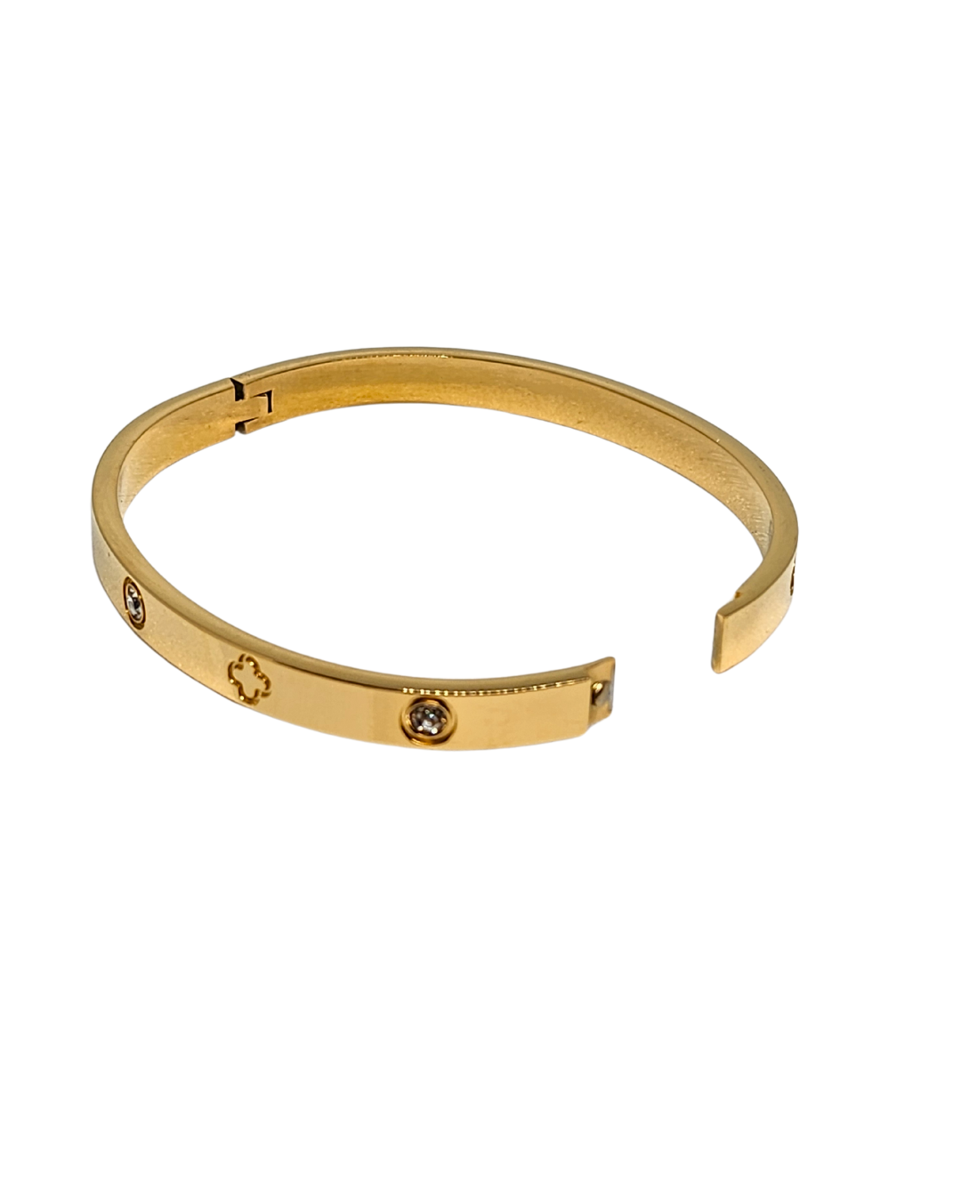 brățara BLINK placată cu aur 18K, cu strasuri și simbol trifoi
