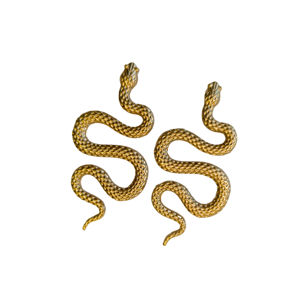 cercei SNAKES - cercei șarpe, aurii, texturați